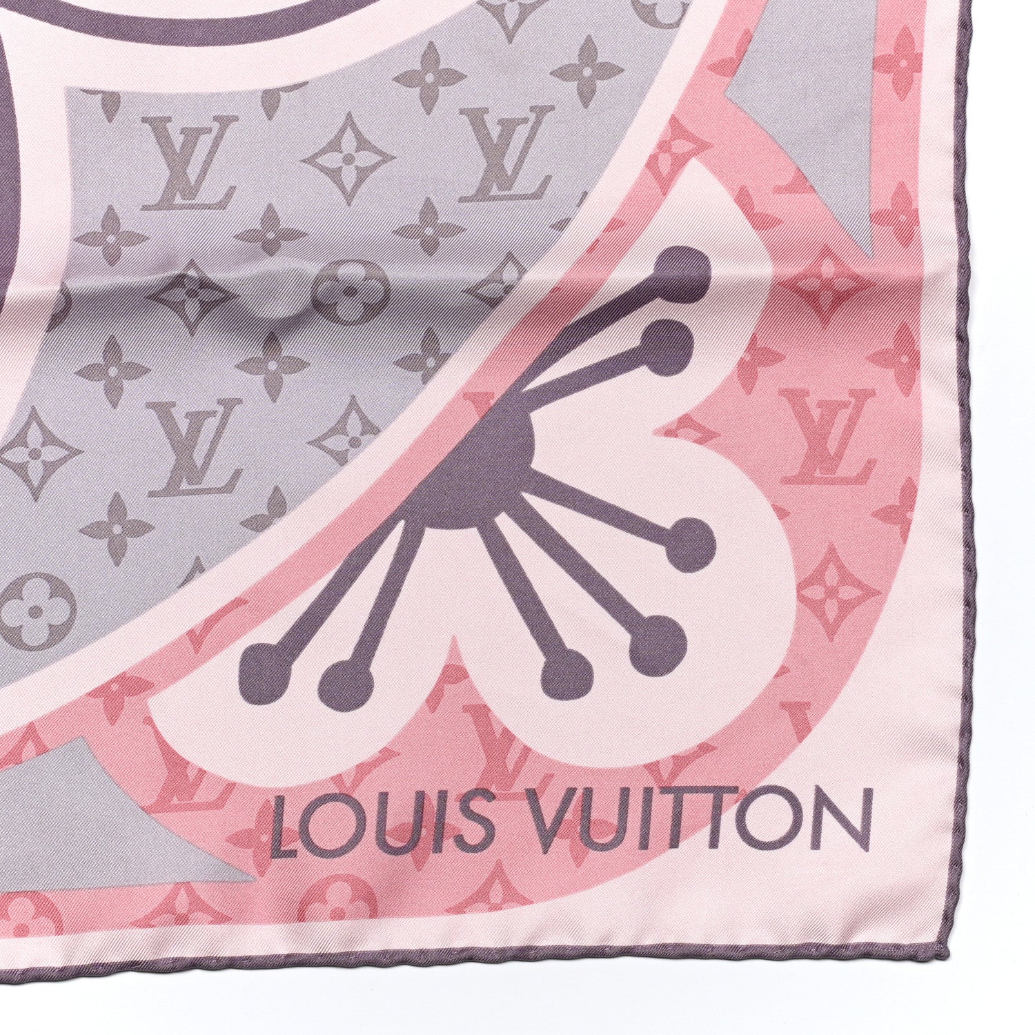 Louis Vuitton Silk Monogram Floral Scarf Pink 2 of 4
