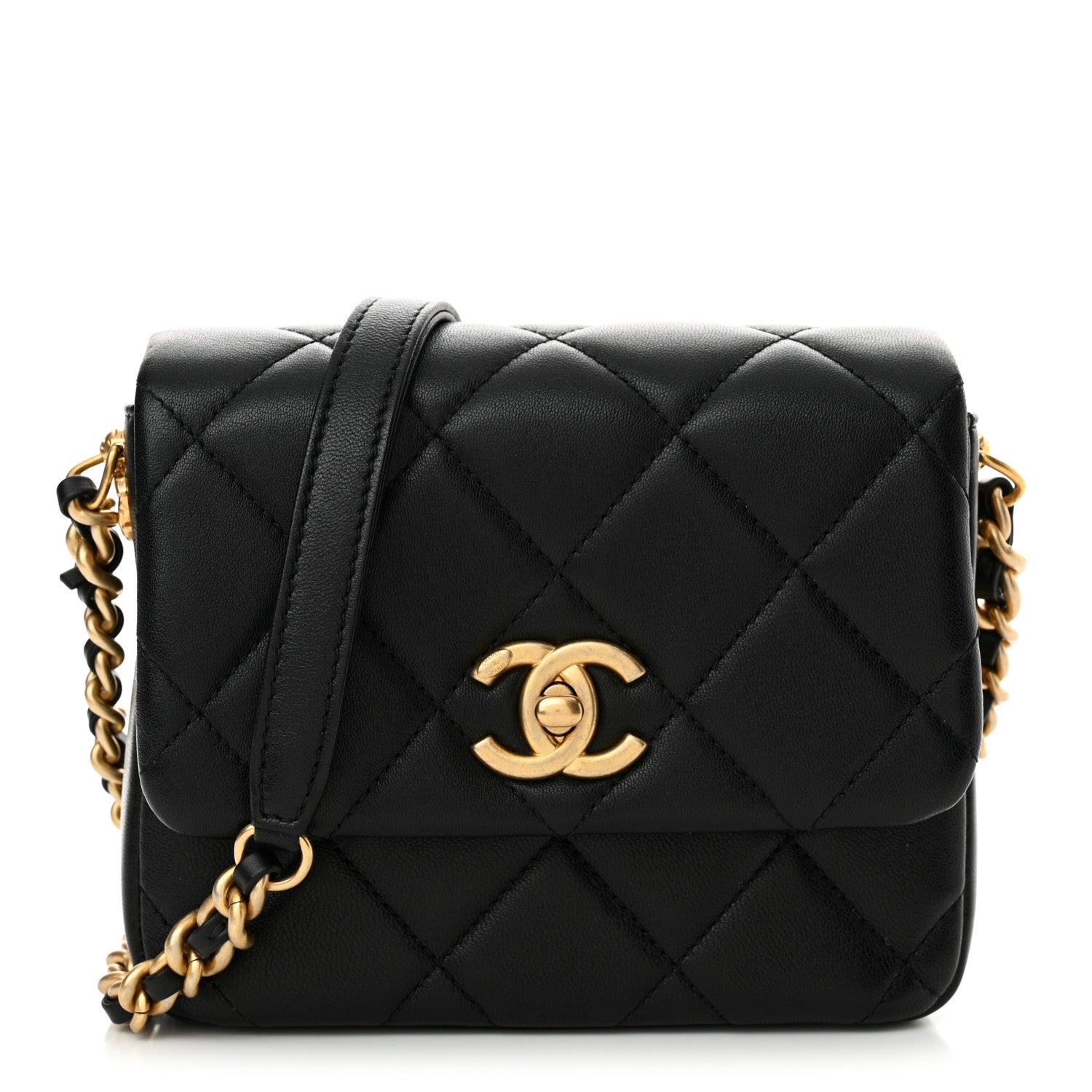 Chanel Lambskin Quilted Mini Side Note Flap Black 1 of 12