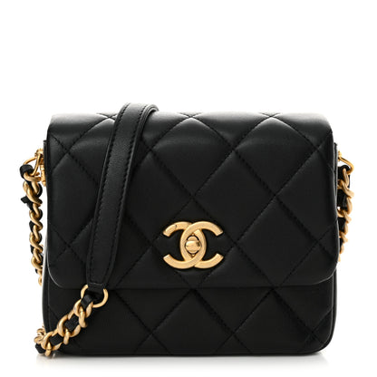 Chanel Lambskin Quilted Mini Side Note Flap Black 1 of 12