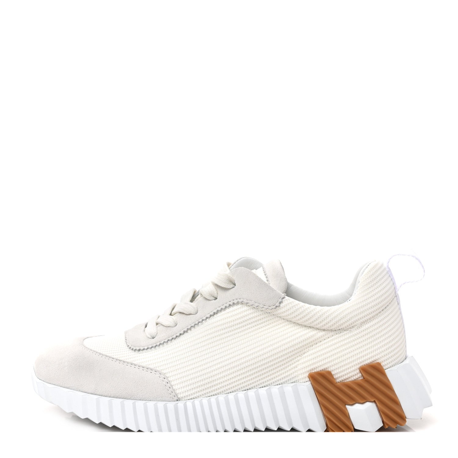 Hermes Technical Canvas Suede Goatskin Womens Bouncing Sneakers 37 White 1 of 8
