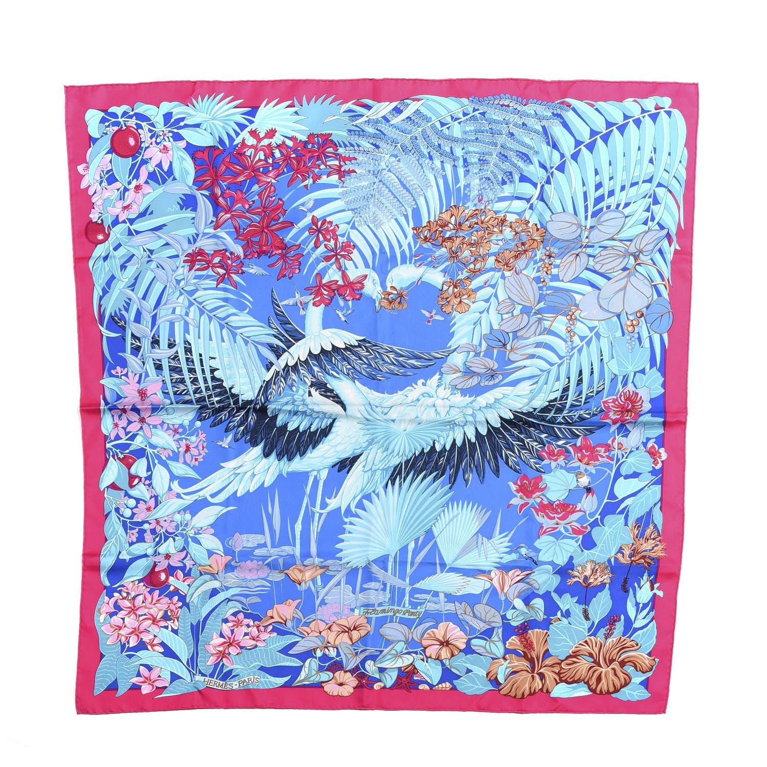 Hermes Silk Tatouage Flamingo Party Scarf 90 1 of 5