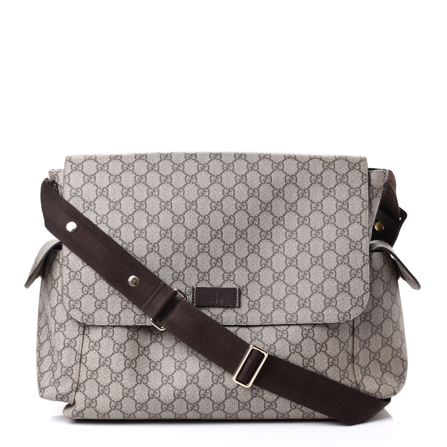 GG Plus Monogram Messenger Diaper Bag Dark Brown
