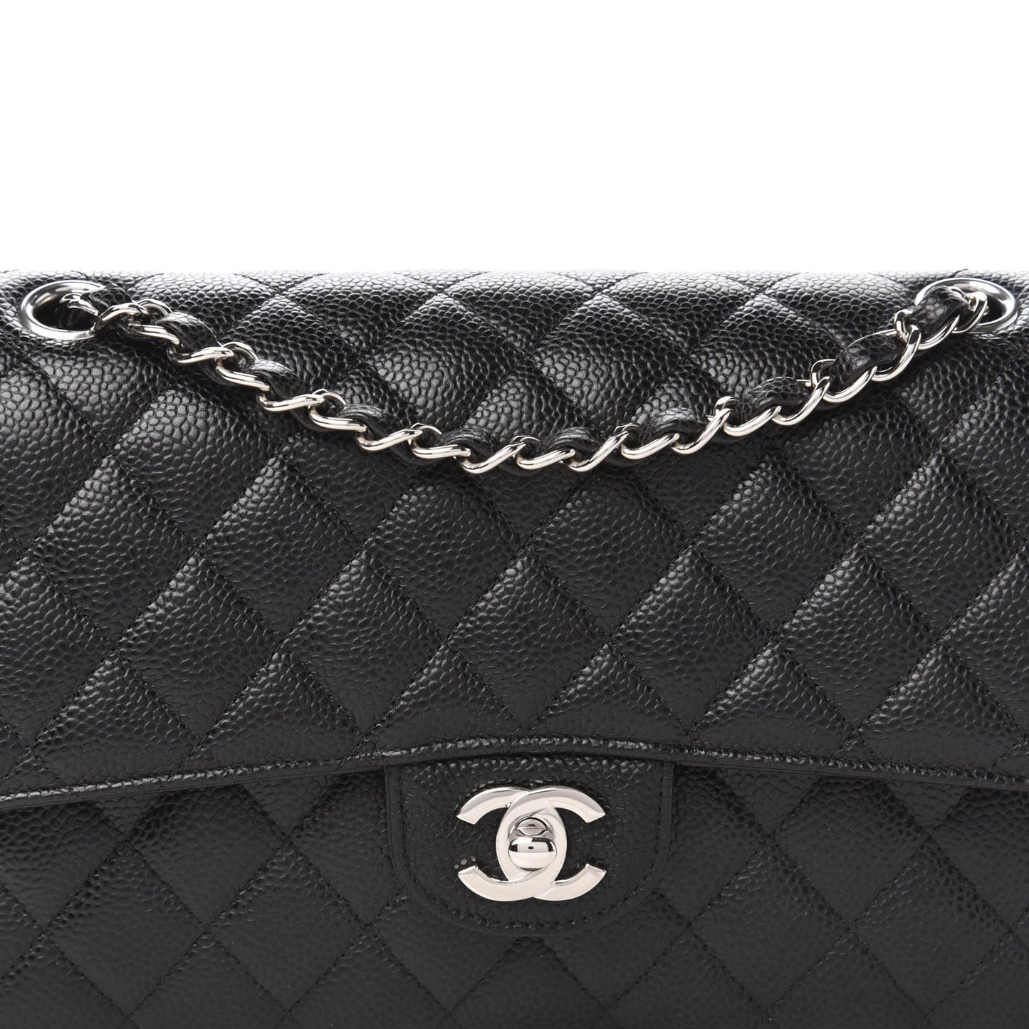 Caviar Quilted Medium Double Flap Black
