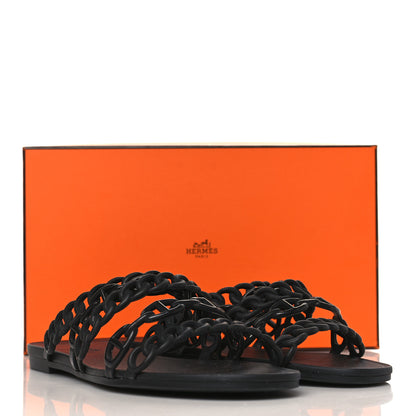 Hermes Rubber Chaine d'Ancre Nude Sandals 40 Black 8 of 8