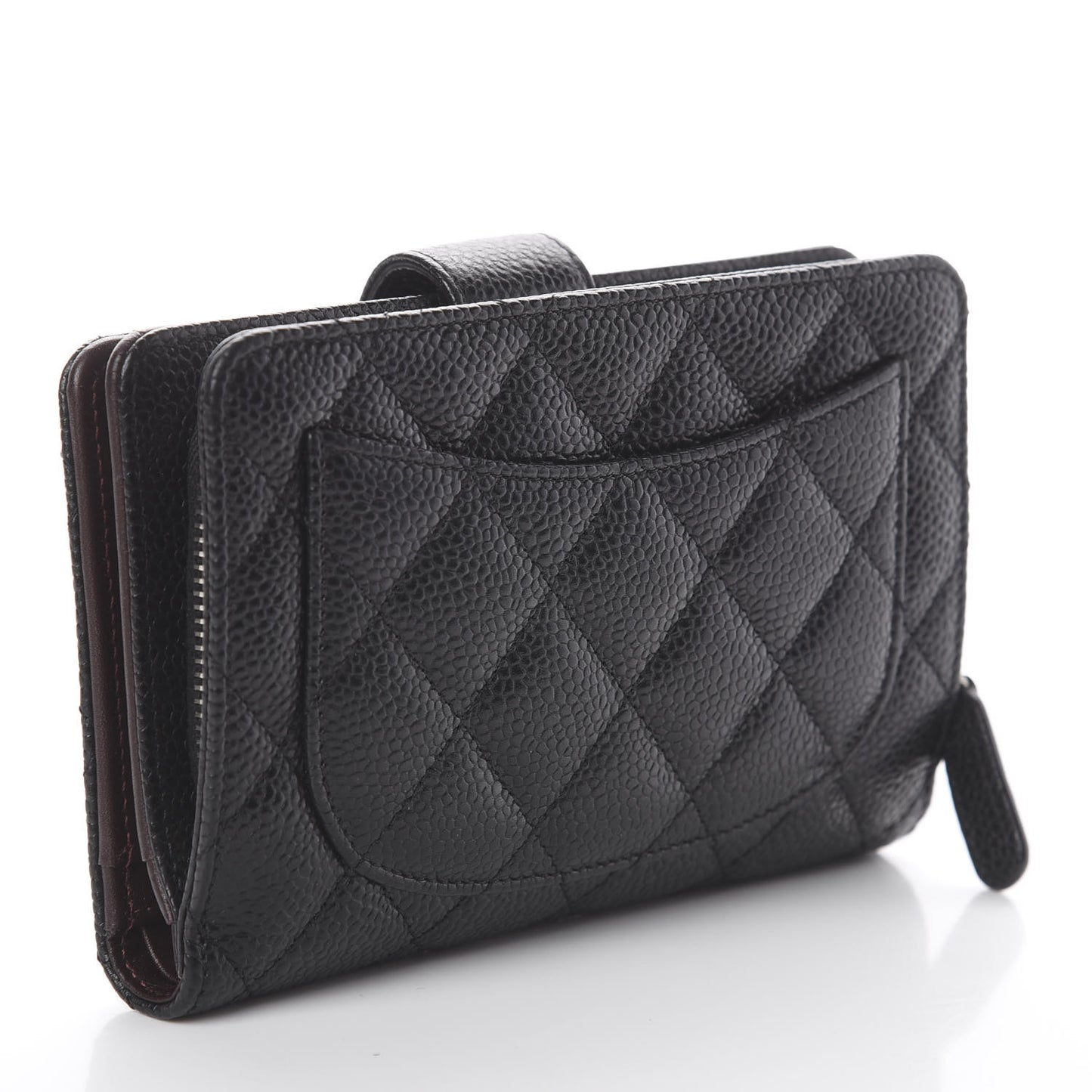 Caviar Quilted Zipped Pocket Wallet Black