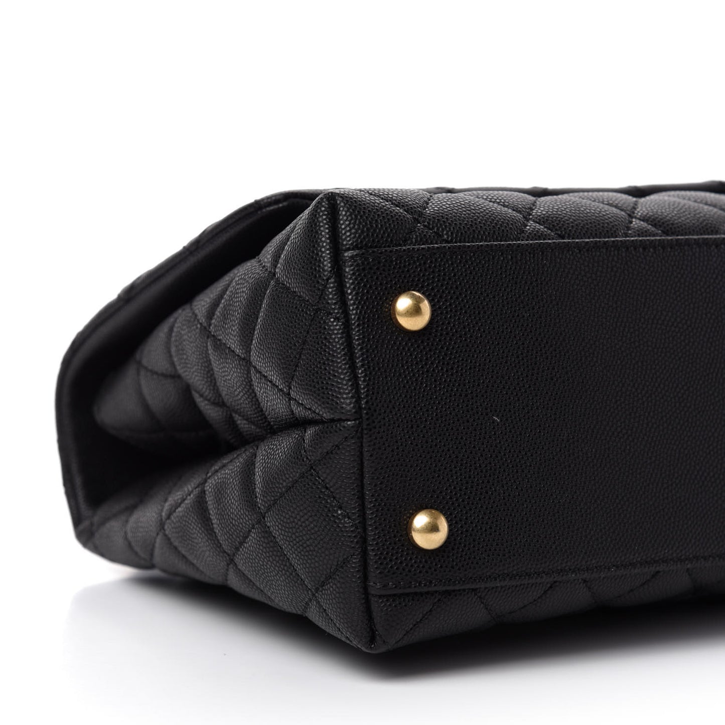 Caviar Lizard Embossed Quilted Small Coco Handle Flap Black