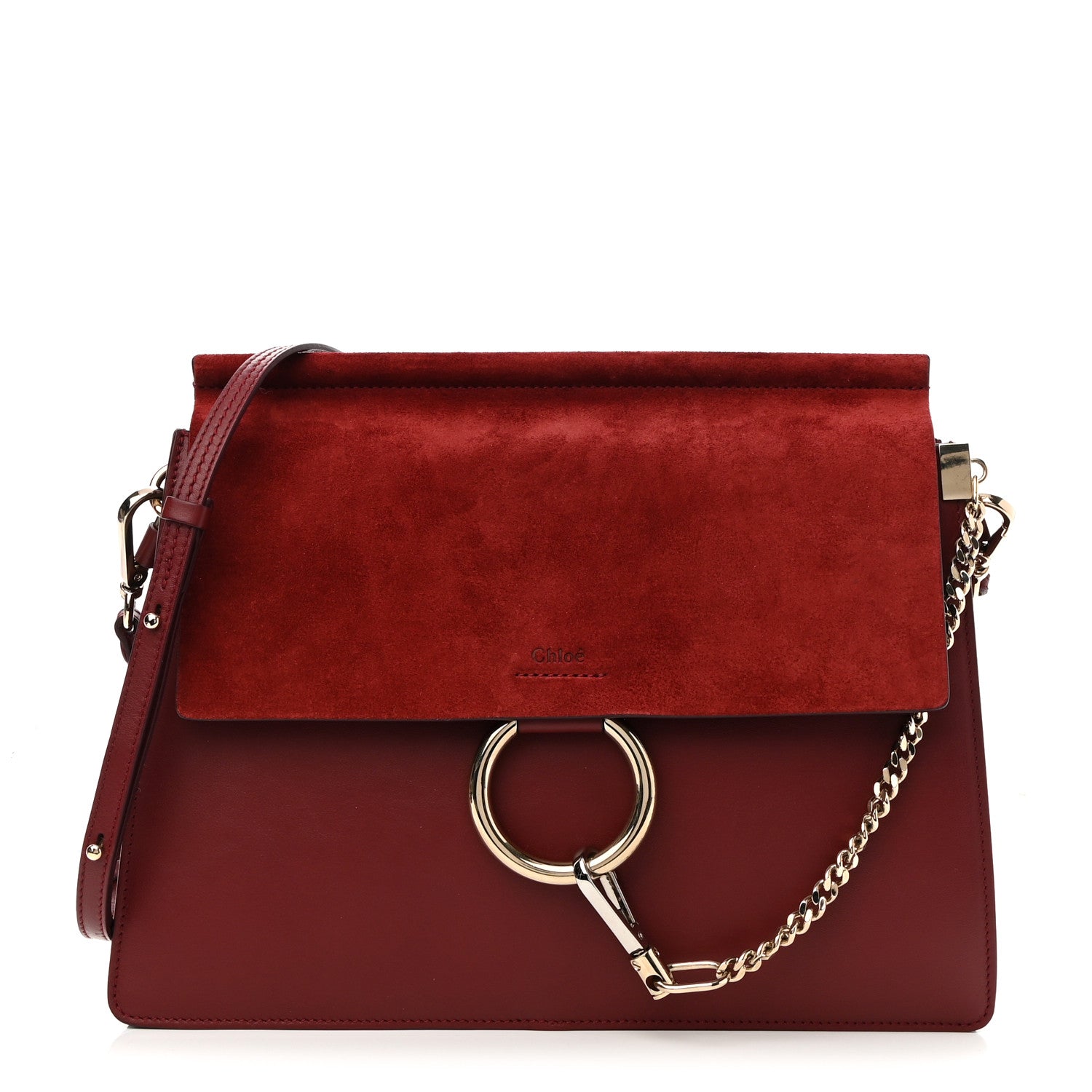 Chloe Calfskin Suede Medium Faye Shoulder Bag Plum Purple 1 of 9