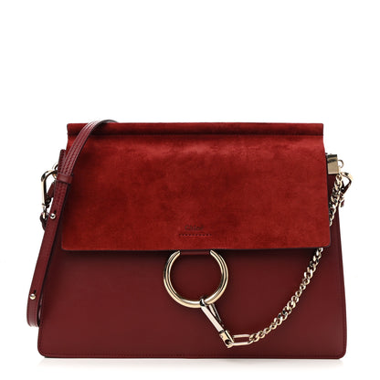 Chloe Calfskin Suede Medium Faye Shoulder Bag Plum Purple 1 of 9