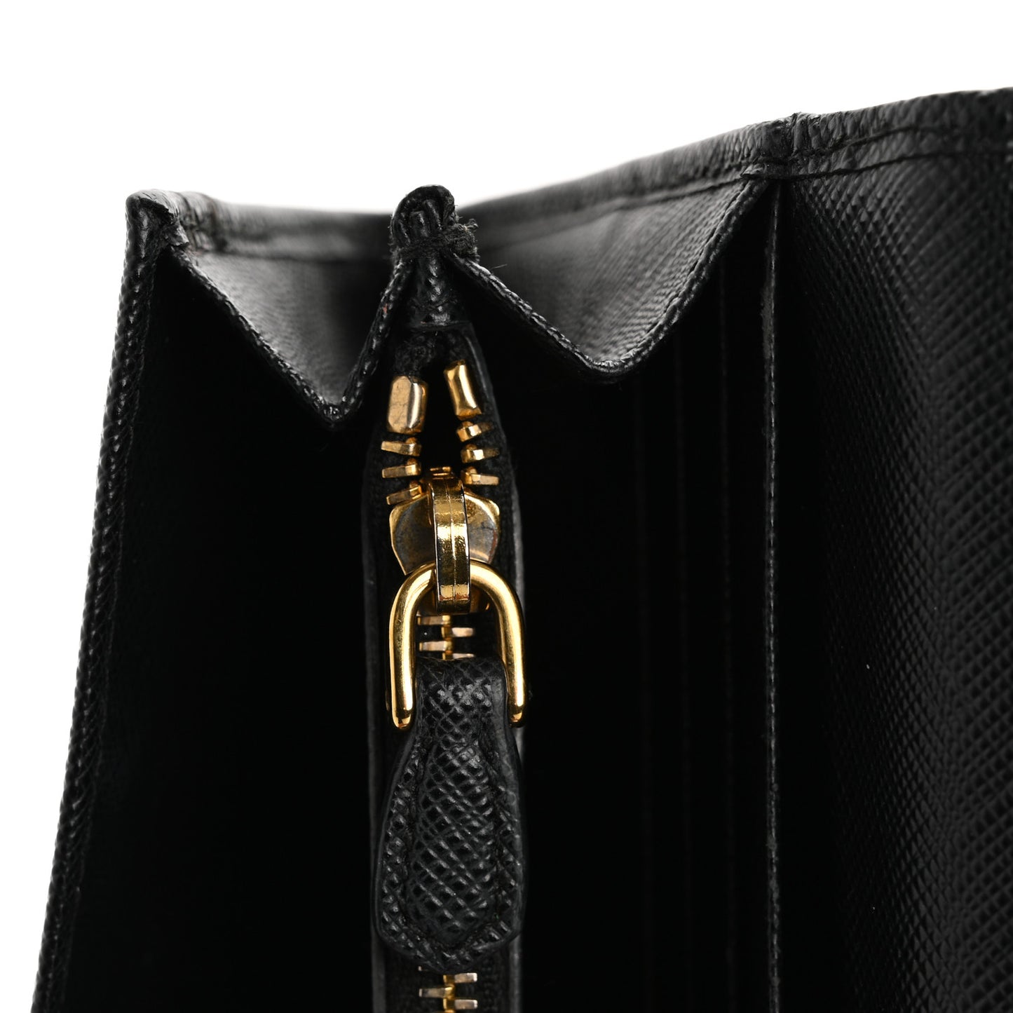 Saffiano Triangle Logo Continental Flap Travel Wallet Black