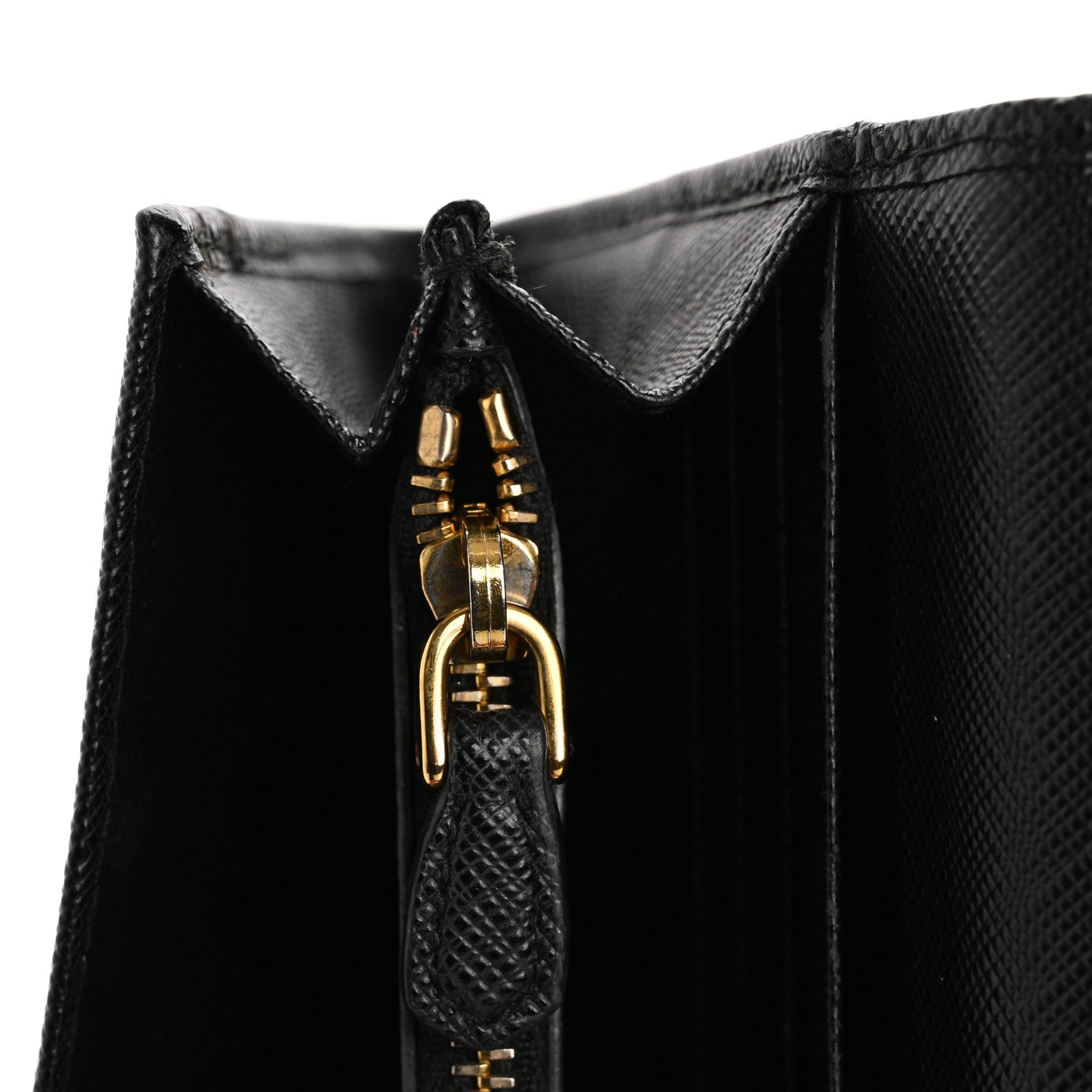 Prada Saffiano Triangle Logo Continental Flap Travel Wallet Black 14 of 16