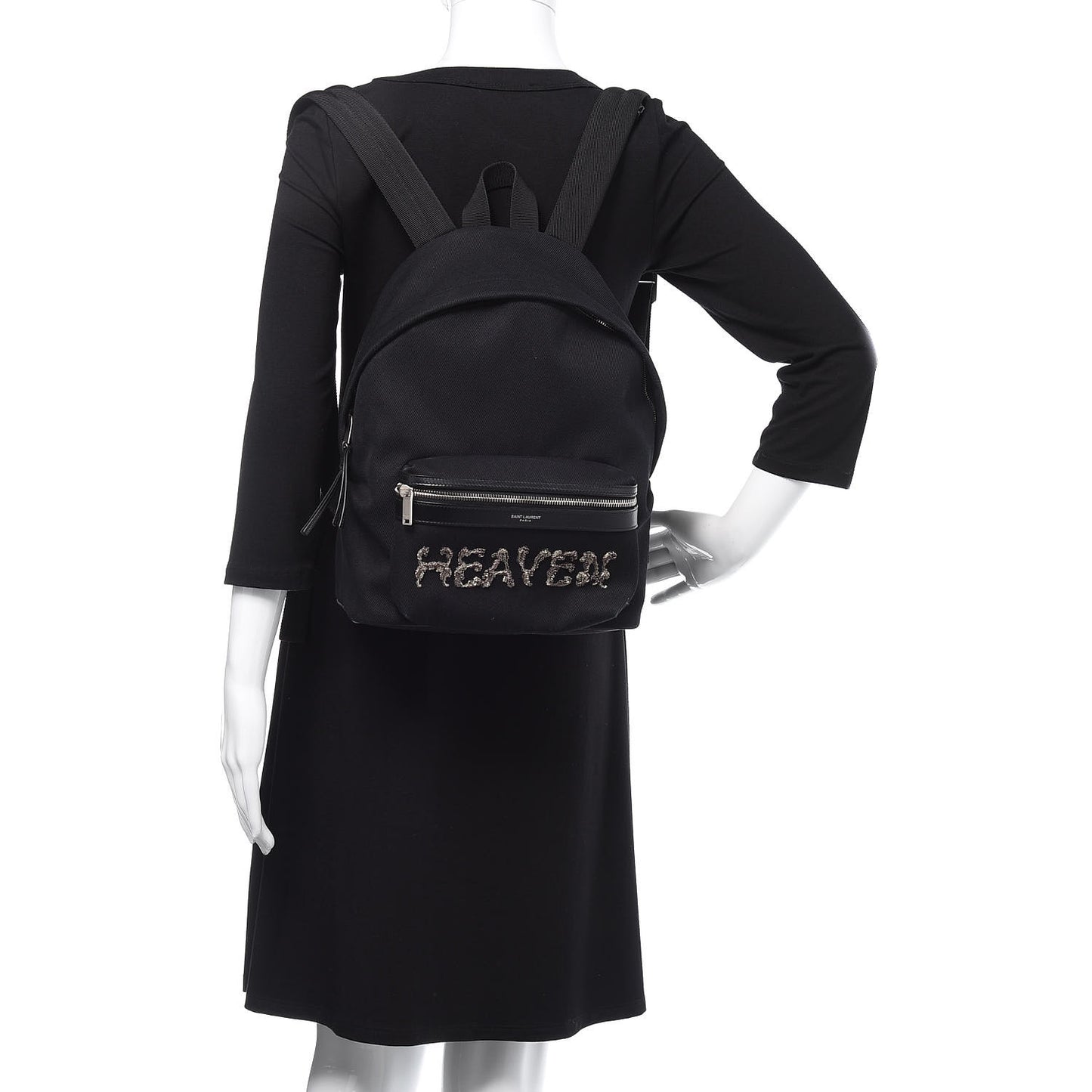 Canvas Signature Heaven Embroidered Mini City Backpack Black