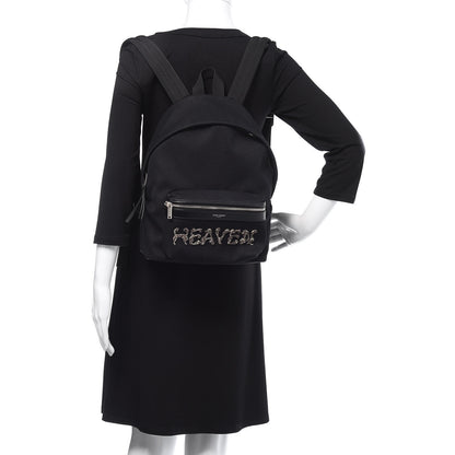 Saint Laurent Canvas Signature Heaven Embroidered Mini City Backpack Black 2 of 11