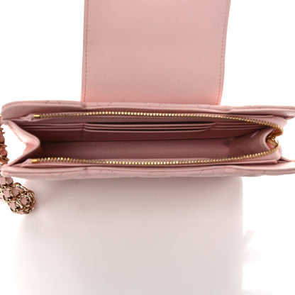Chanel Lambskin Quilted CC Pouch Wristlet Pink 5 of 10