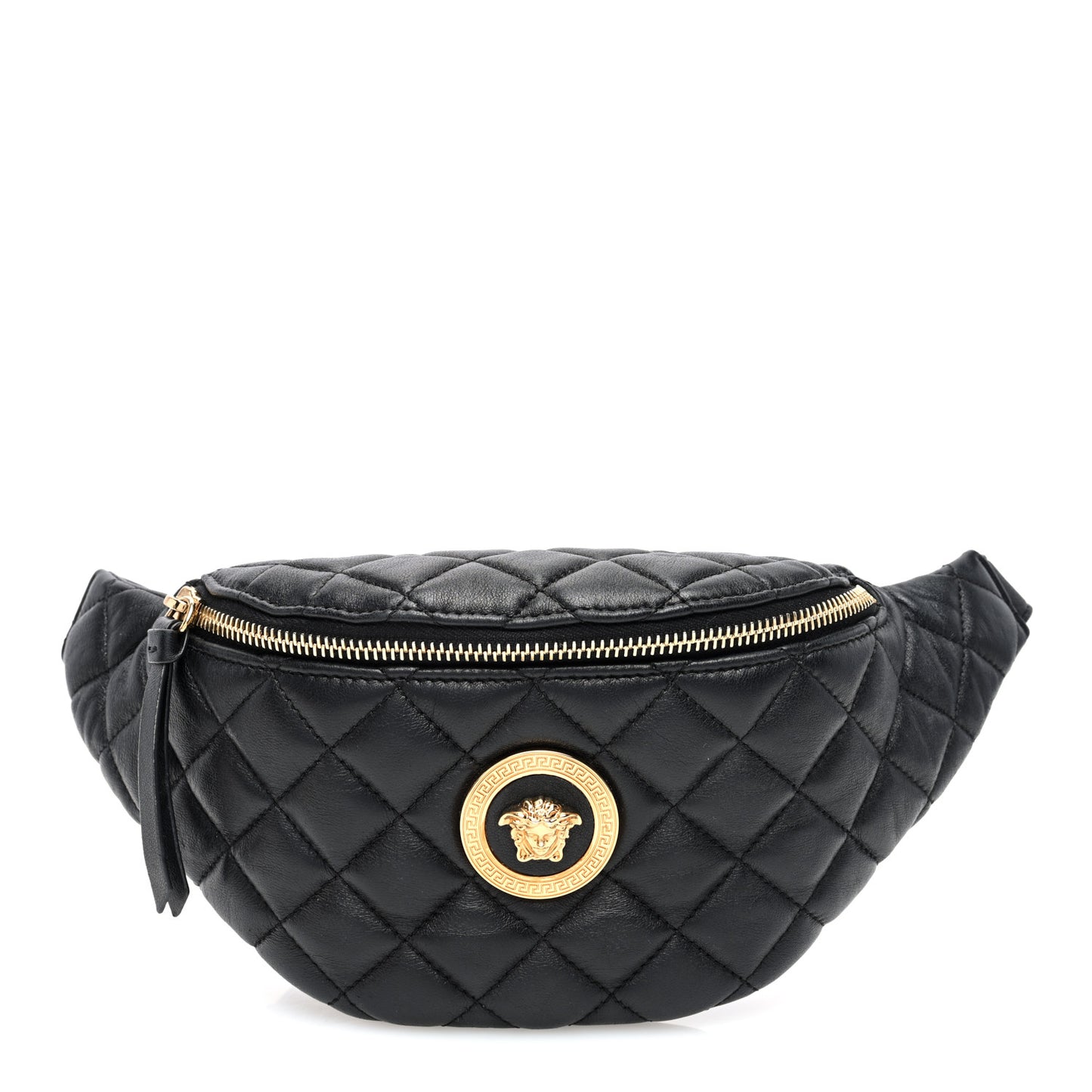 Nappa Quilted Medusa Belt Bag Black