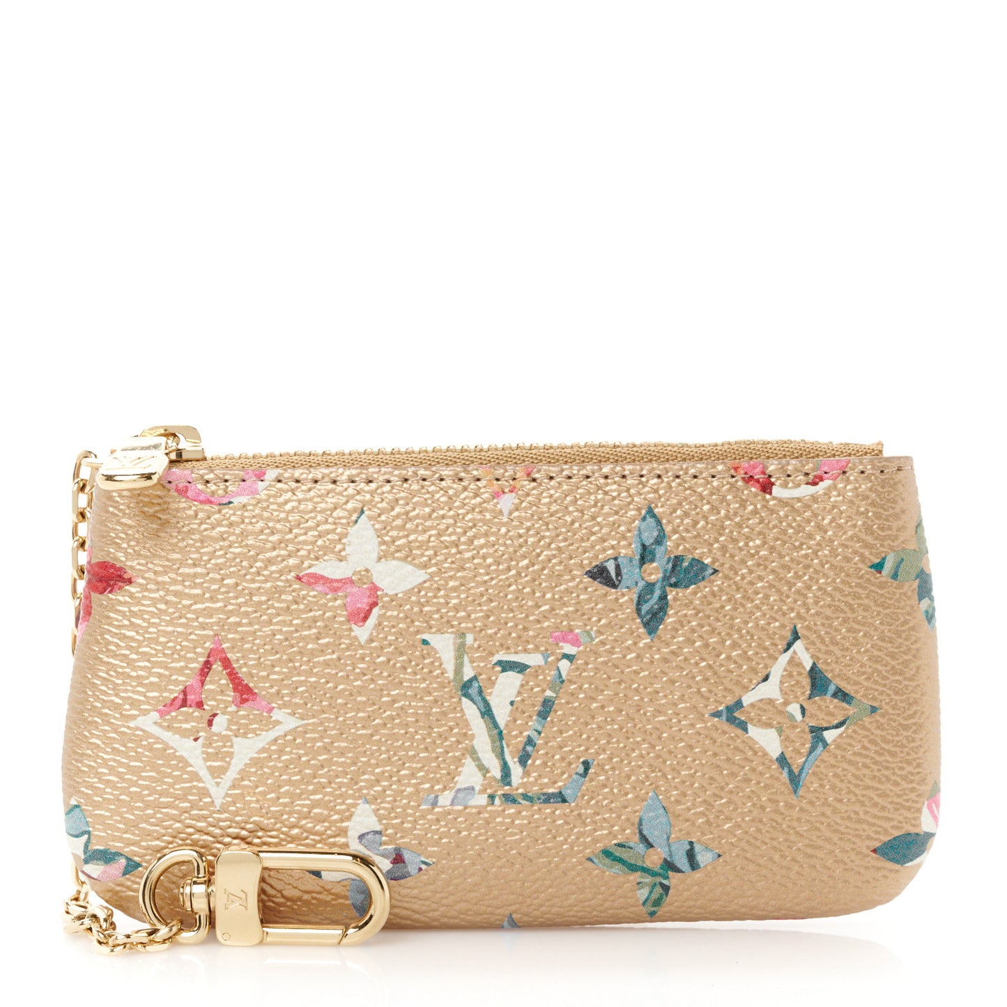 Metallic Monogram LV Garden Key Pouch Gold