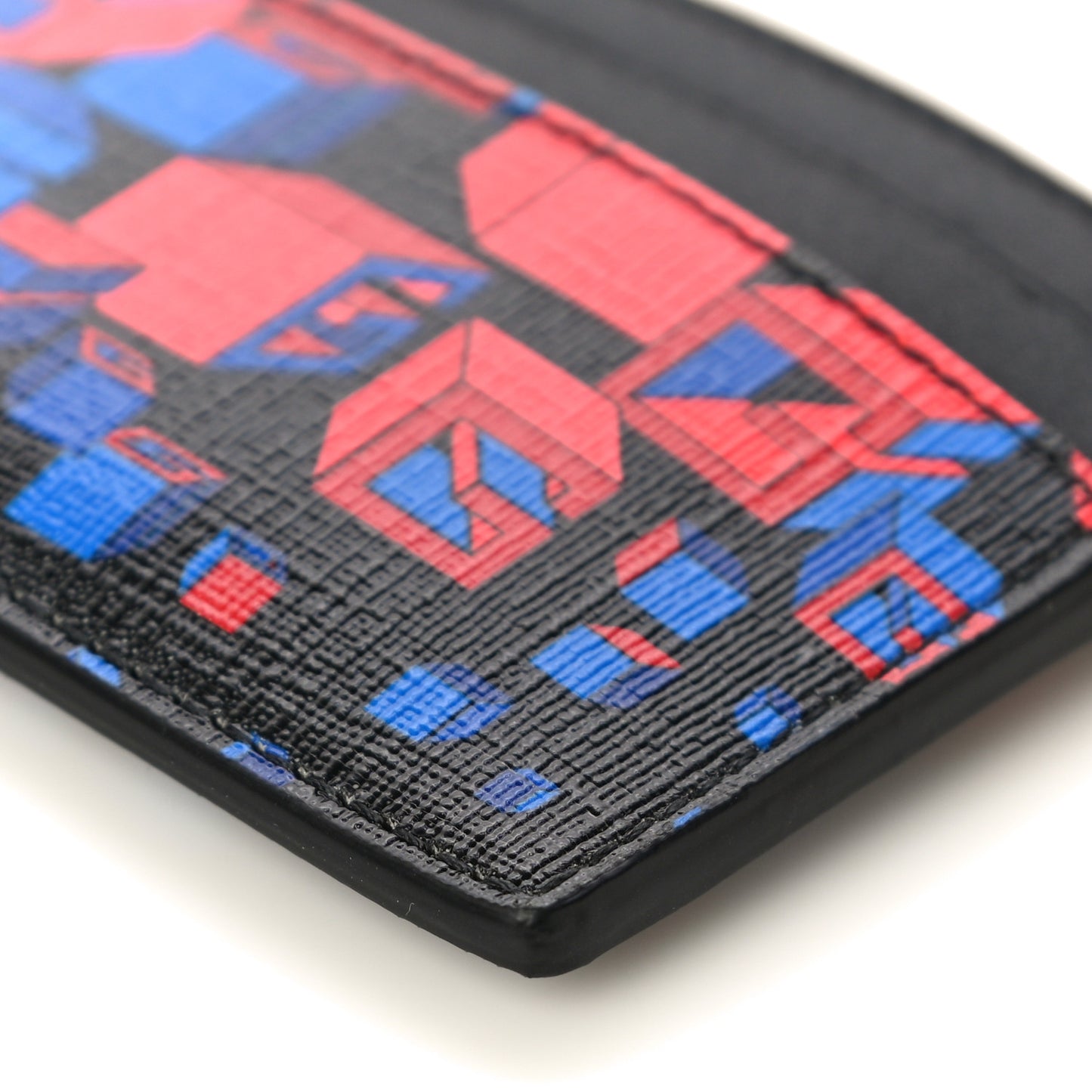 Canvas Moon Calfskin G Supreme Space Print Card Holder Black Red Blue