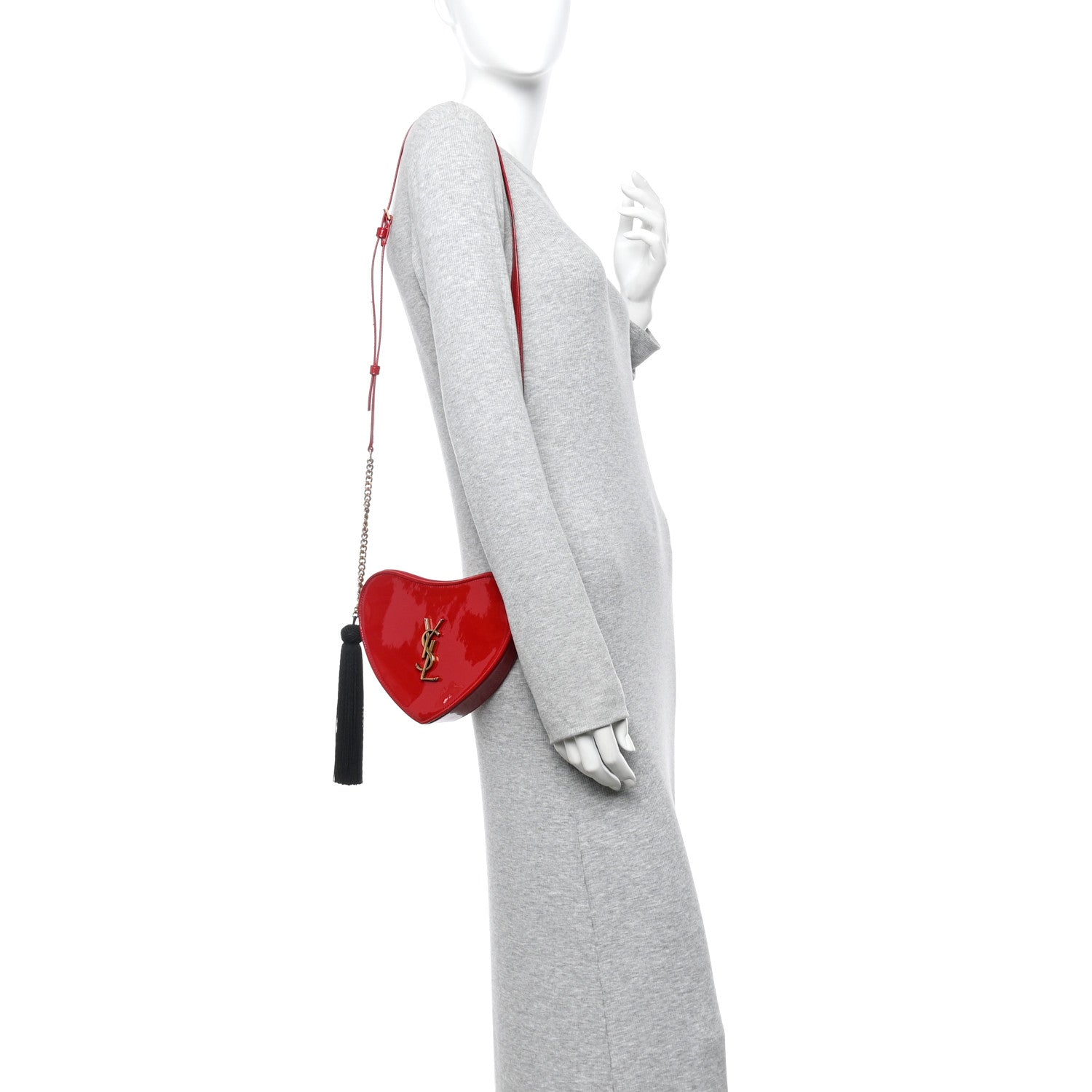 Saint Laurent Patent Heart Monogram Crossbody Red 2 of 12