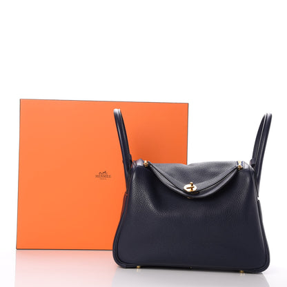 Hermes Taurillon Clemence Lindy 30 Bleu Nuit 8 of 8