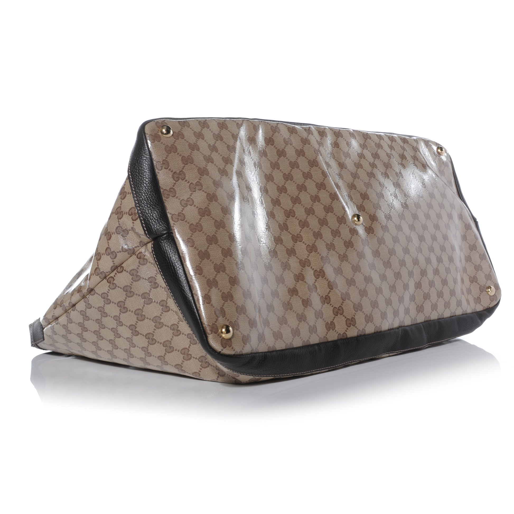 Gucci Crystal Monogram Large Travel Hobo Beige Brown 4 of 8