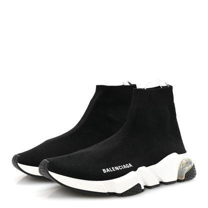Balenciaga Neoprene Knit Womens Speed Clear Sole Sneakers 38 Black White 4 of 9