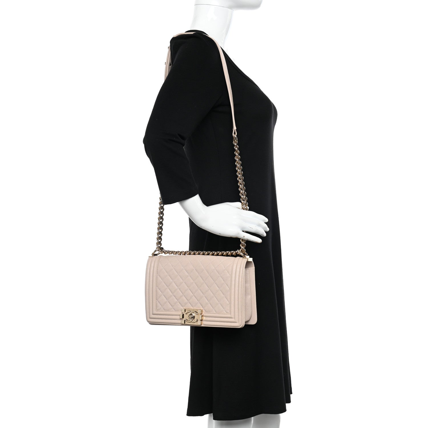 Chanel Caviar Quilted Medium Boy Flap Nude 2 of 11