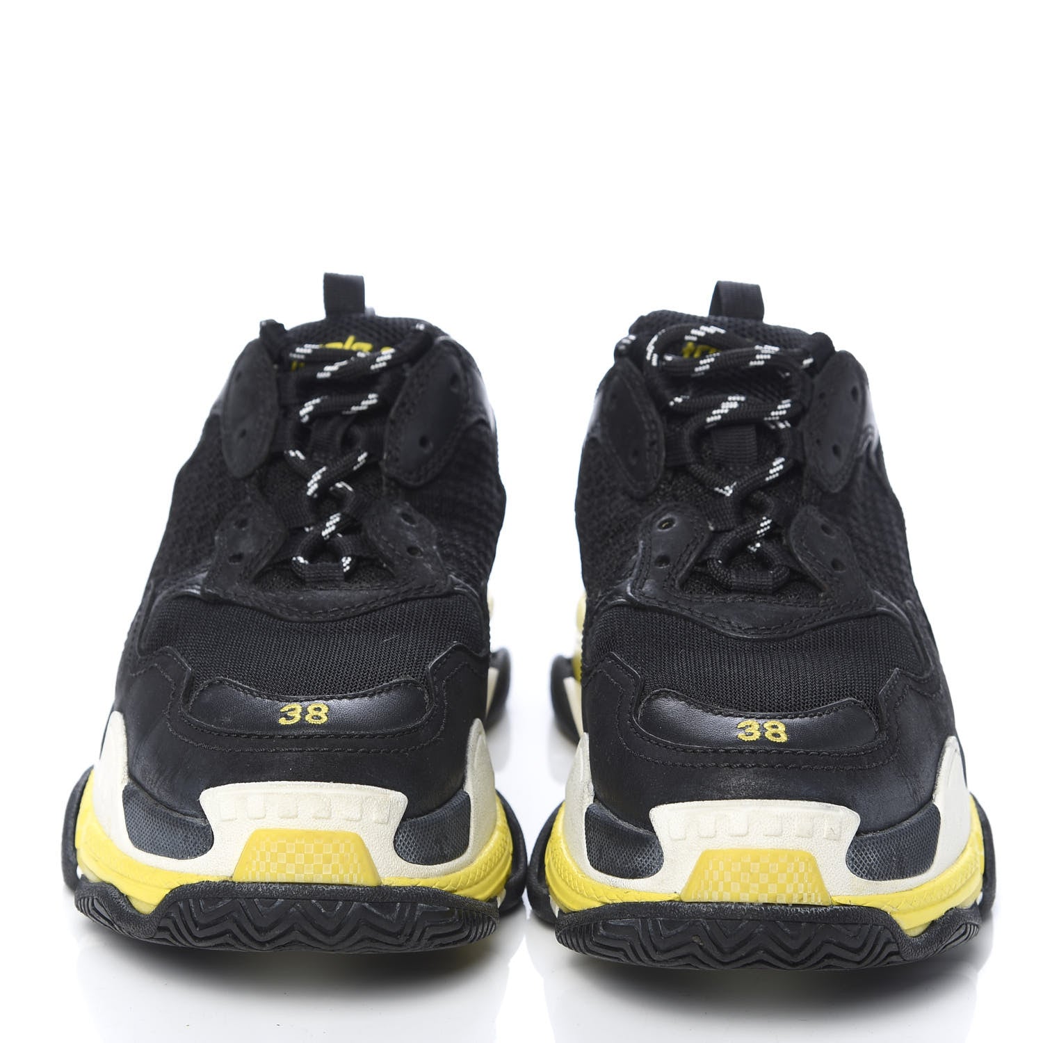 Balenciaga Fabric Mesh Womens Triple S Sneakers 38 Black Yellow 2 of 8