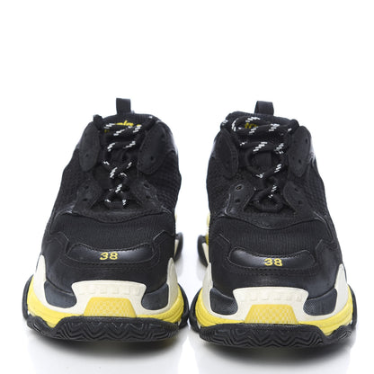 Balenciaga Fabric Mesh Womens Triple S Sneakers 38 Black Yellow 2 of 8