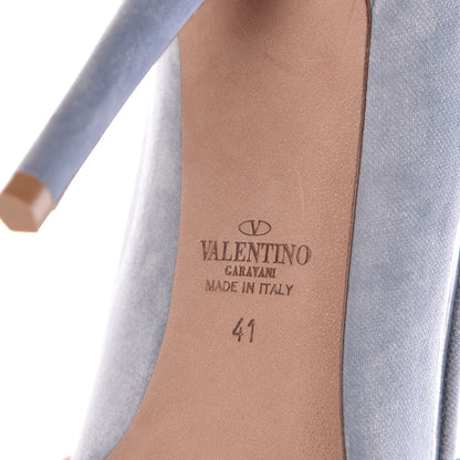 Valentino Garavani Velvet PVC Dollybow Pumps 41 Light Blue 6 of 11