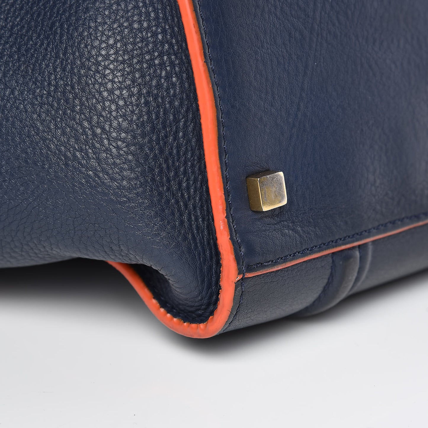 Supple Calfskin Large Phantom Luggage Navy Blue Orange