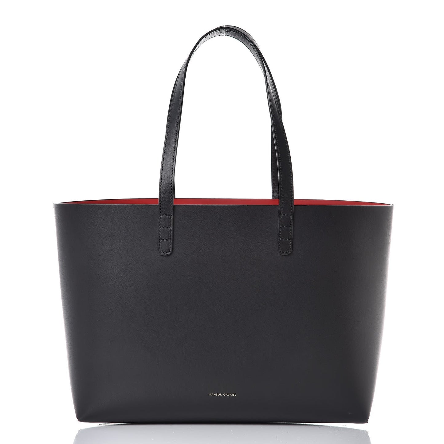 Calfskin Small Shopping Tote Black Flamma