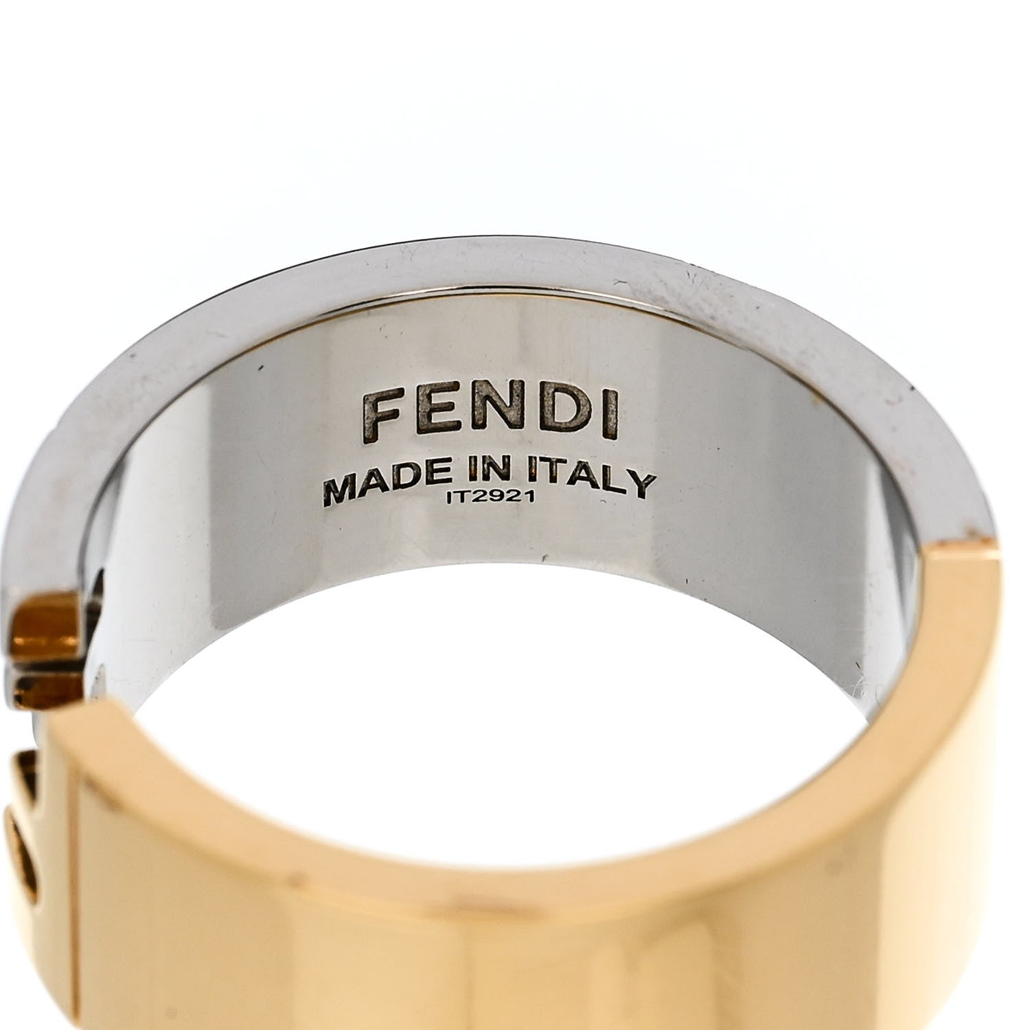 Fendi Metal FF Ring S 59 8.75 Gold Silver 4 of 5