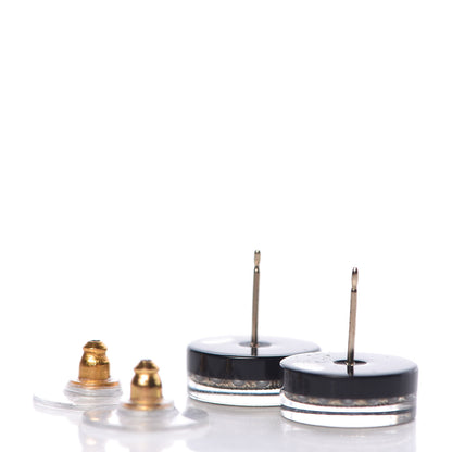 Chanel Resin Pearl CC Stud Earrings Black 3 of 5