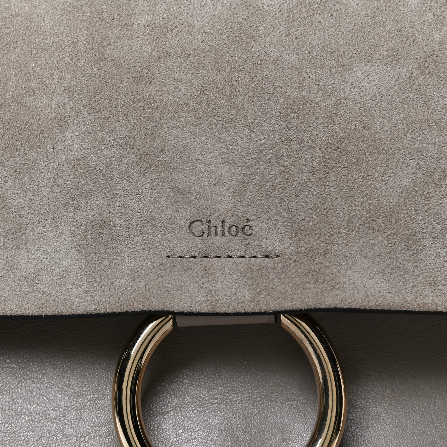 Chloe Calfskin Suede Medium Faye Shoulder Bag Motty Grey 9 of 15