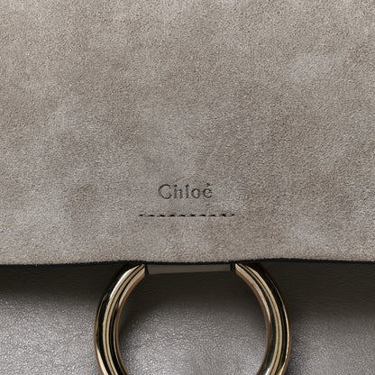 Chloe Calfskin Suede Medium Faye Shoulder Bag Motty Grey 9 of 15