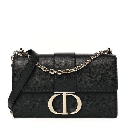 Christian Dior Grained Calfskin Embossed 30 Montaigne Chain Flap Bag Black 1 of 10