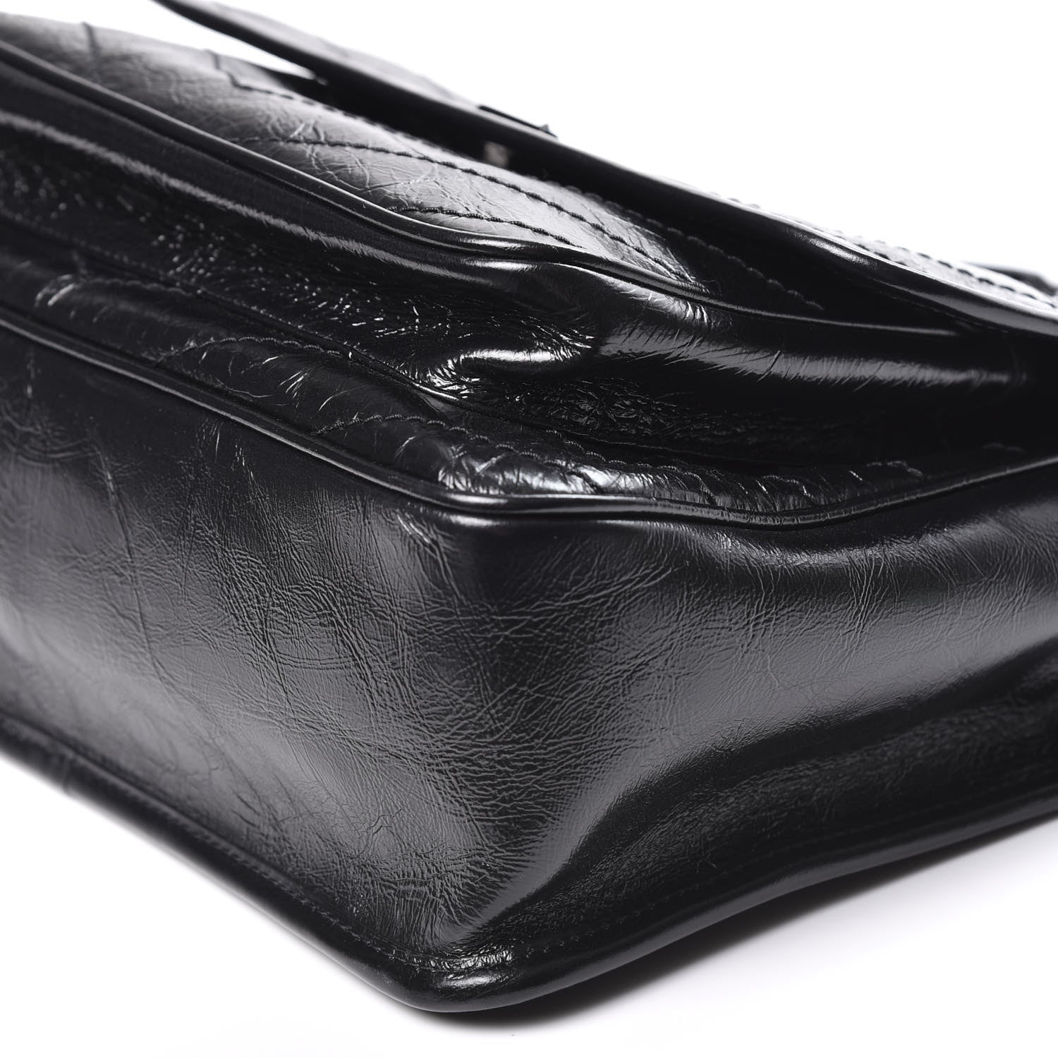 Saint Laurent Crinkled Calfskin Matelasse Monogram Medium Niki Chain Satchel Black 6 of 10