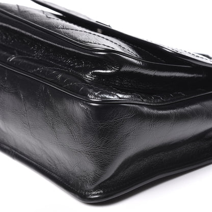 Saint Laurent Crinkled Calfskin Matelasse Monogram Medium Niki Chain Satchel Black 6 of 10