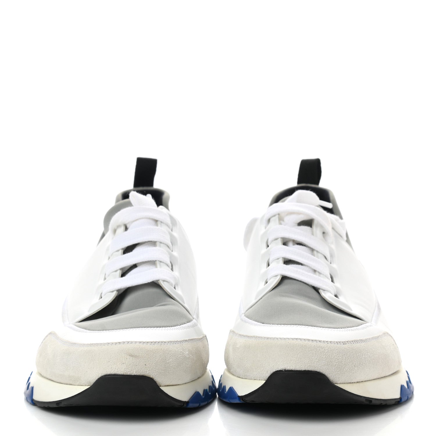Hermes Technical Canvas Suede Goatskin Stadium Sneakers 42.5 White Grey 2 of 7