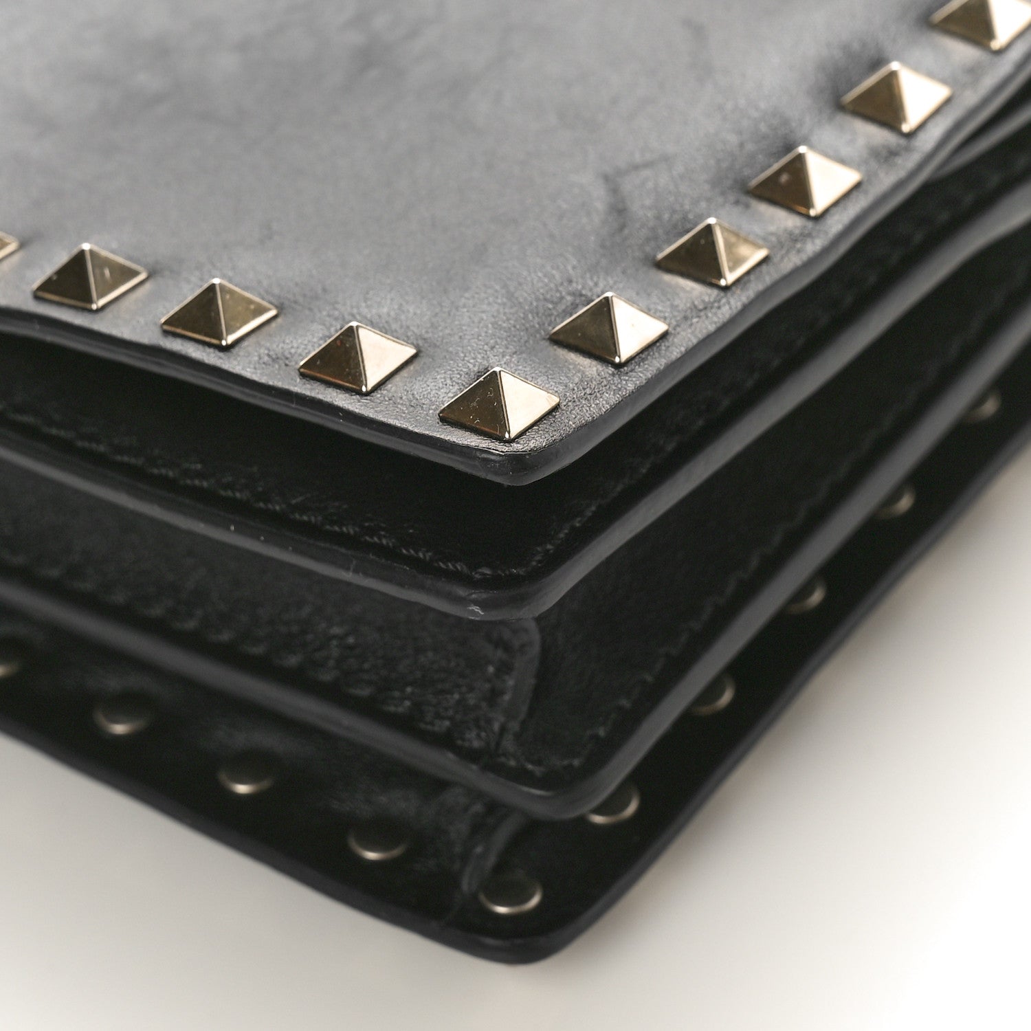 Valentino Garavani Vitello Rockstud Flap Wallet On Chain Black 8 of 10