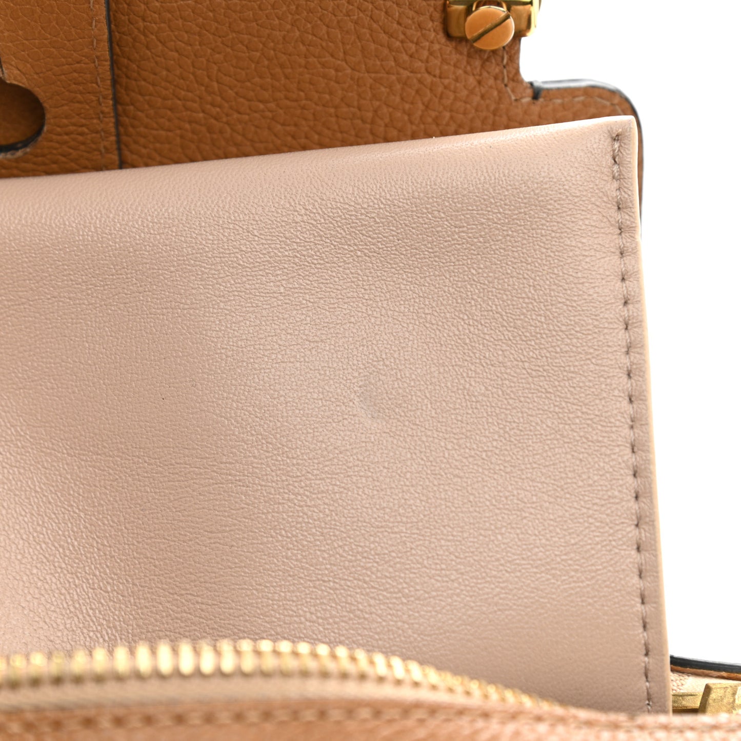 Calfskin Medium Clare Top Handle Bag Tan Black