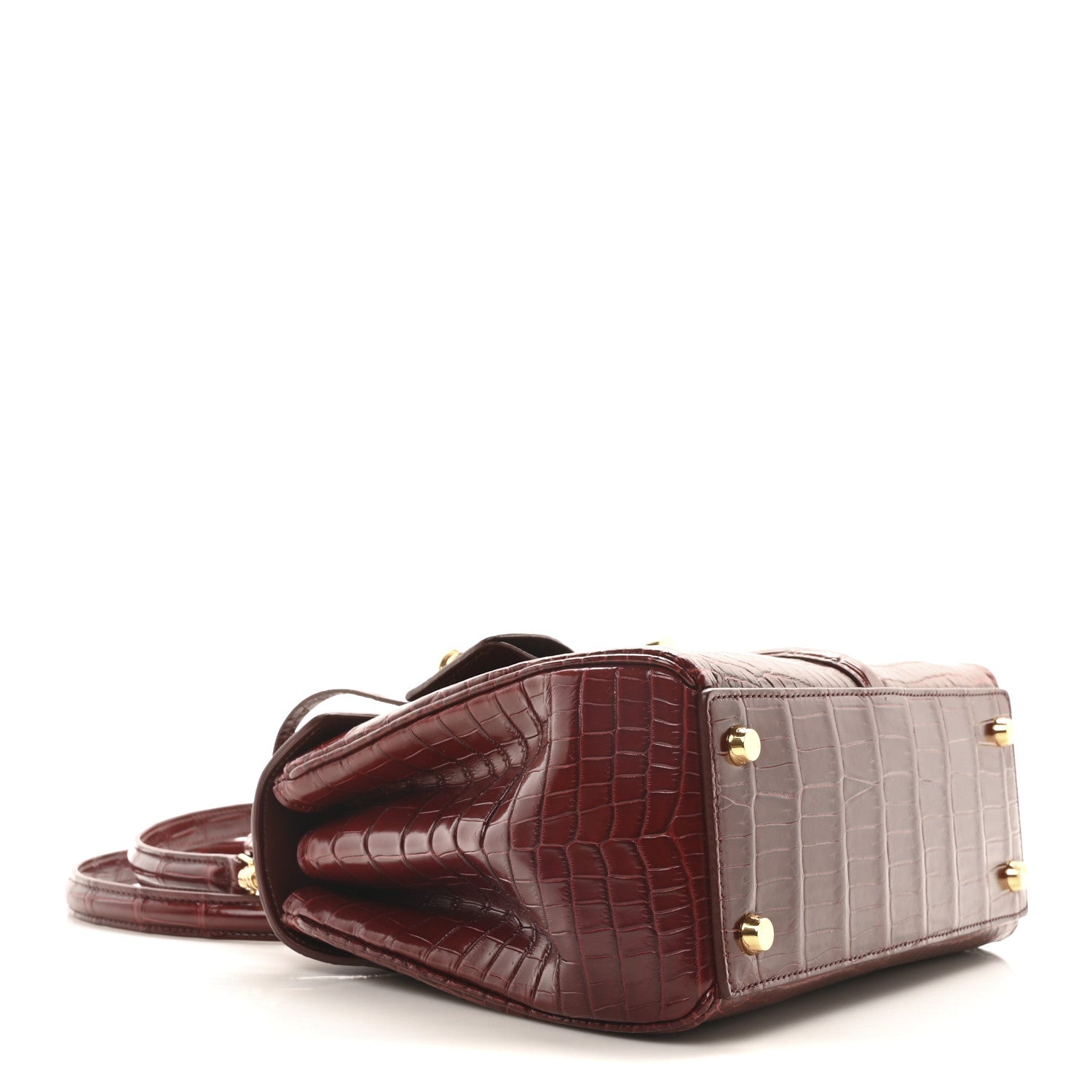 Celine Crocodile Small 16 Top Handle Bag Light Burgundy 4 of 10