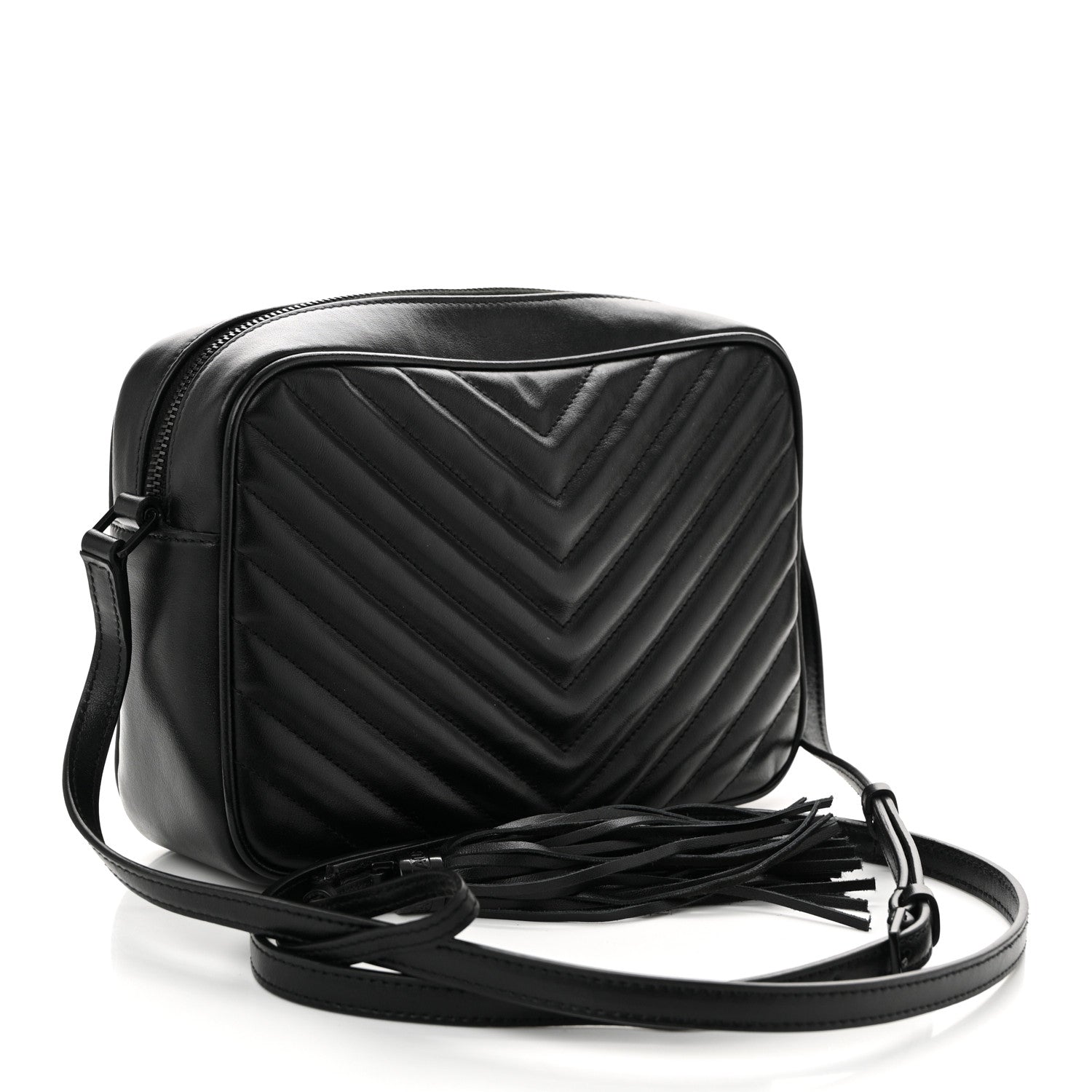 Saint Laurent Calfskin Matelasse Monogram Monochrome Lou Camera Bag Black 3 of 10