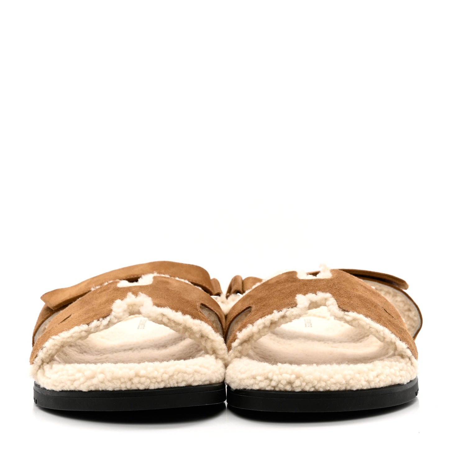 Suede Goatskin Woolskin Mens Chypre Sandals 45 Brun Fume Ecru