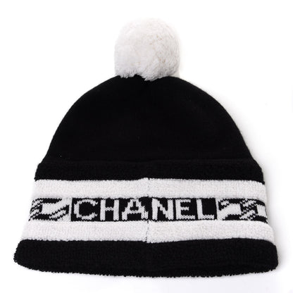 Chanel Cashmere CC Beanie Hat Ecru Black 1 of 7