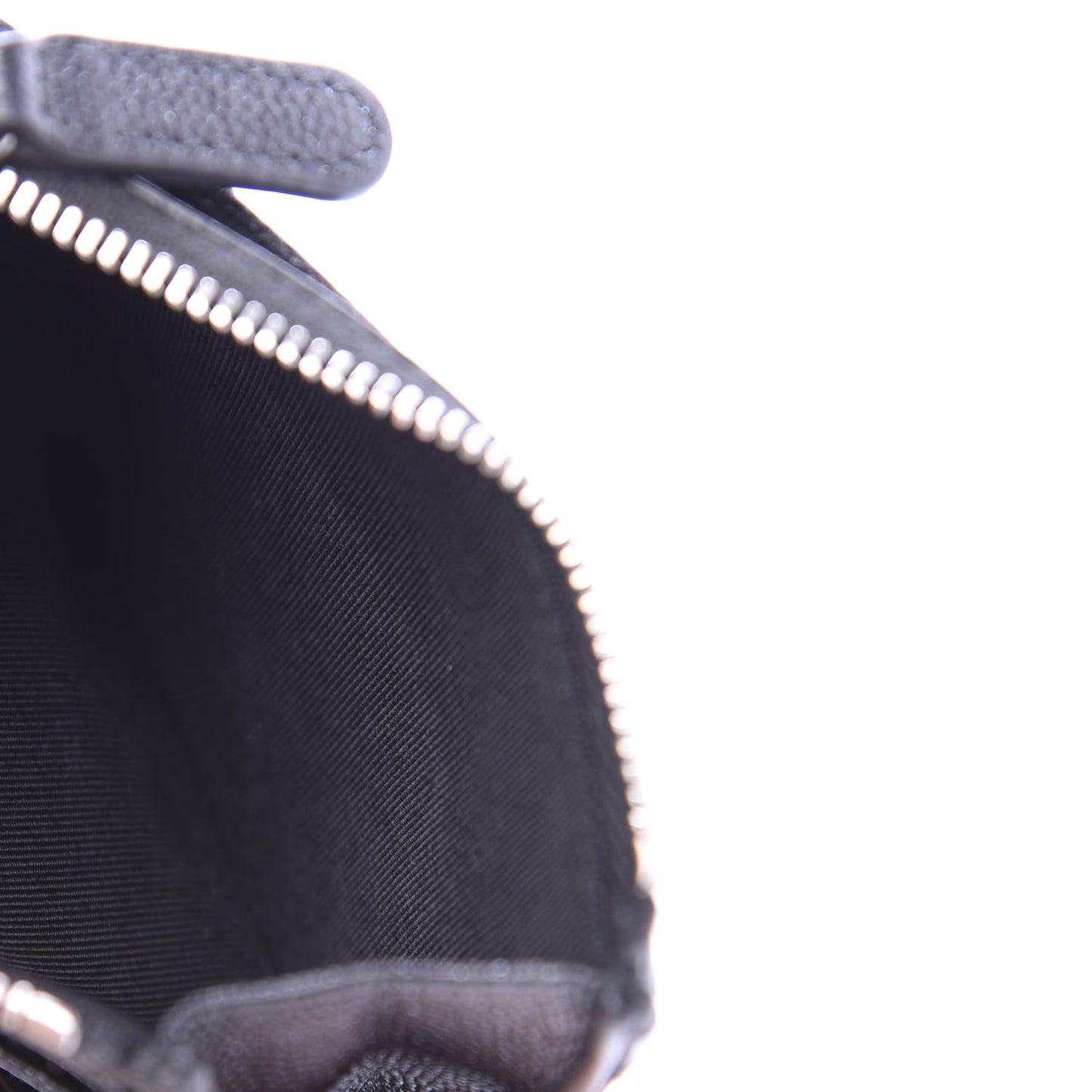 Iridescent Caviar Quilted CC Zip Card Holder Black