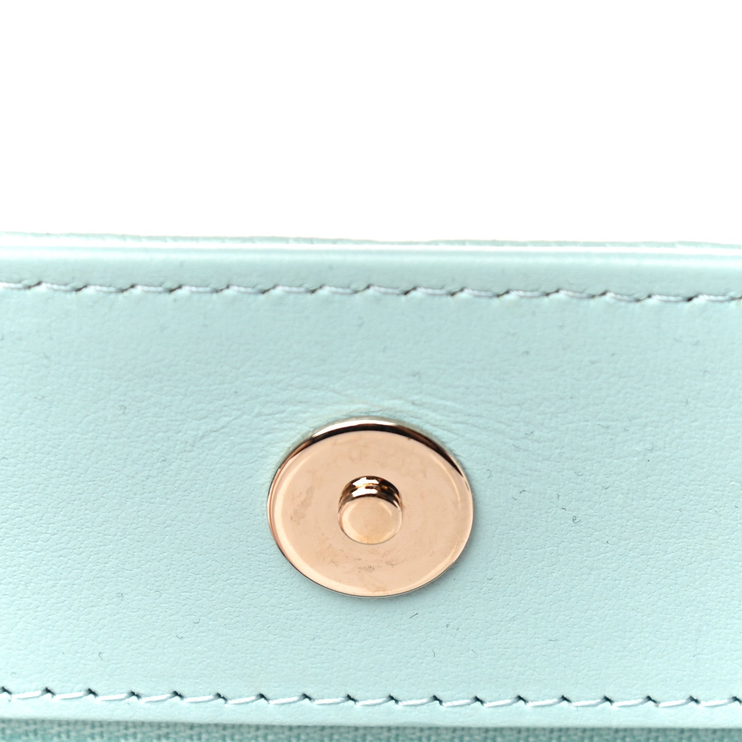 Chanel Caviar Camellia Embossed Wallet On Chain WOC Light Blue 12 of 15