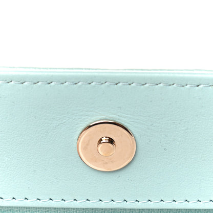 Chanel Caviar Camellia Embossed Wallet On Chain WOC Light Blue 12 of 15