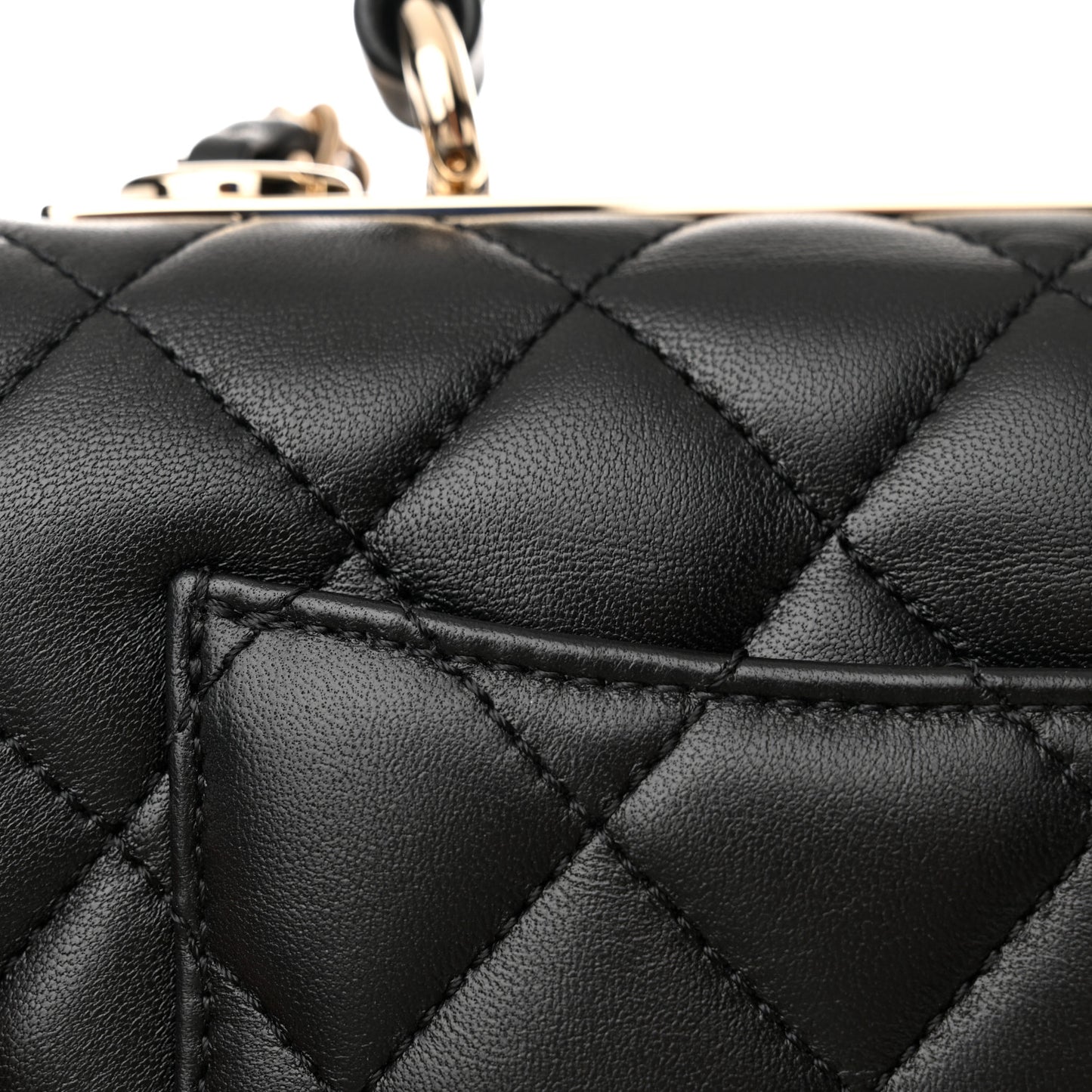 Lambskin Quilted Mini Trendy CC Dual Handle Flap Bag Black