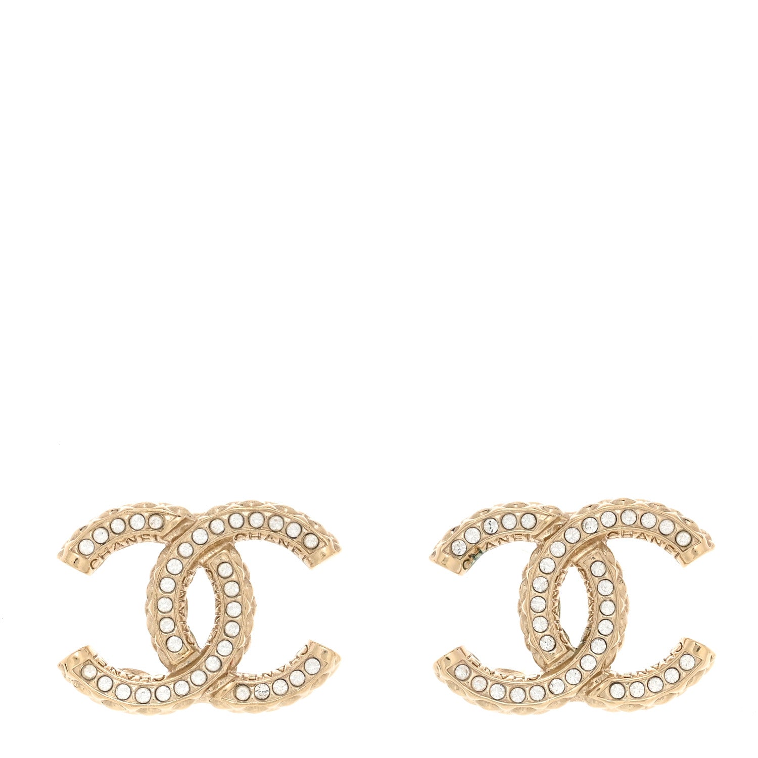 Chanel Crystal CC Earrings Gold 1 of 5