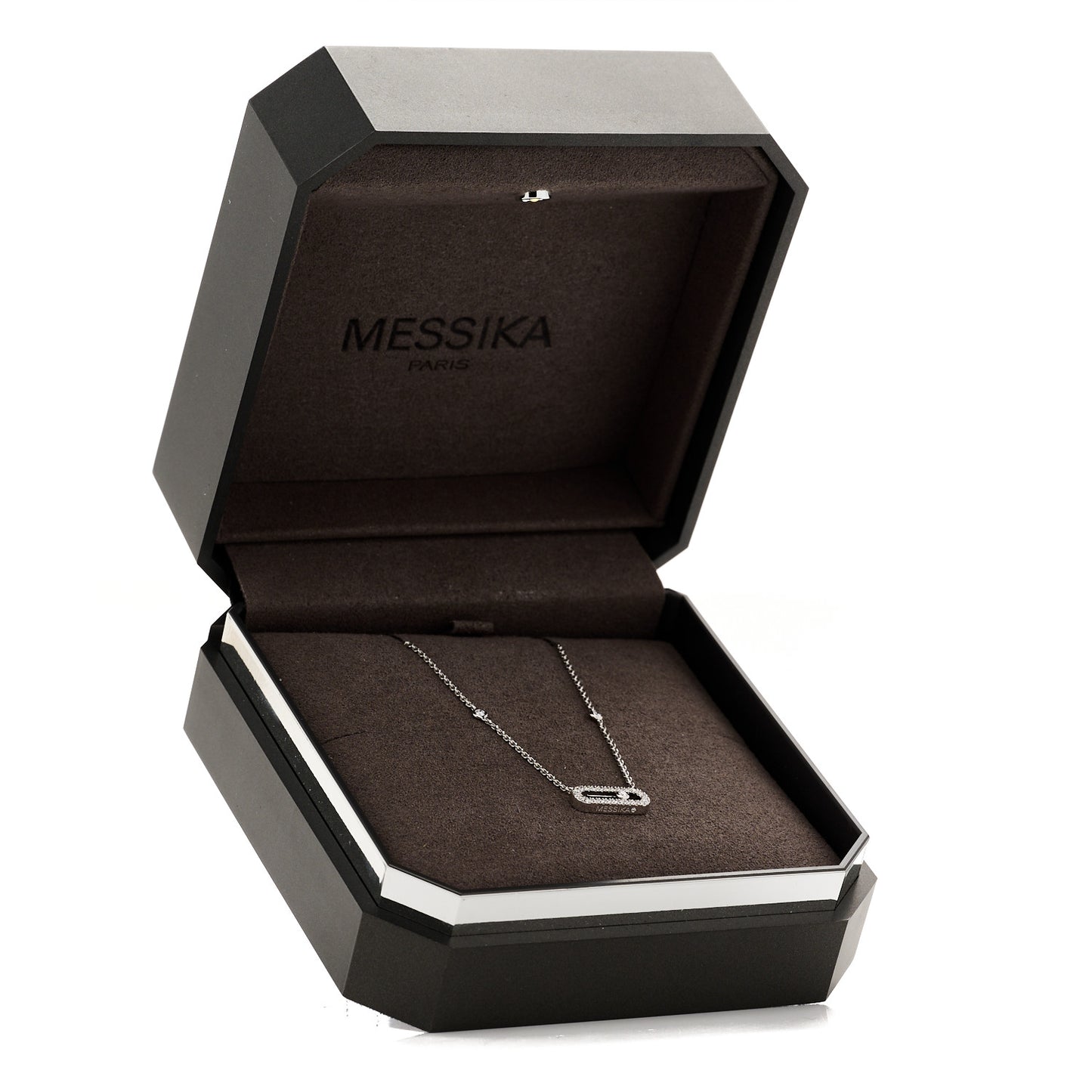 18K White Gold Diamond Move Uno Pave Necklace